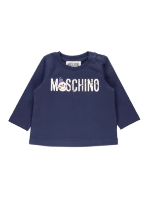 Niebieski Sweter z Logo i Bałwanem dla Dzieci Moschino