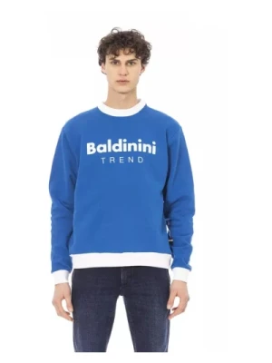 Niebieski Sweter z Logo z Bawełny dla Mężczyzn Baldinini
