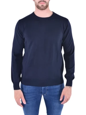 Niebieski Sweter z Okrągłym Dekoltem Kangra