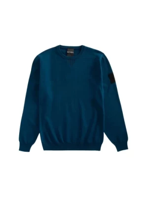 Niebieski Sweter z Okrągłym Dekoltem Outhere
