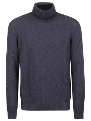 Niebieski Sweter z Włókna Merino Drumohr
