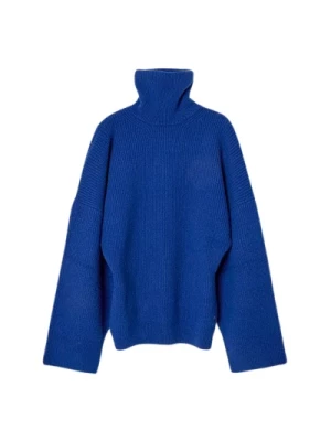 Niebieski Sweter z Wysokim Kołnierzem The Attico