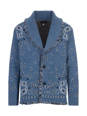 Niebieski Sweter z Wzorem Bandana Alanui