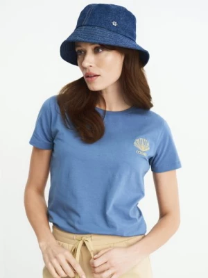 Niebieski T-shirt damski z nadrukiem OCHNIK