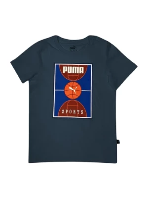 Niebieski T-shirt dla Dziewczynki z Nadrukiem Puma