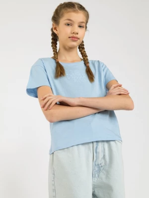 Niebieski t-shirt dla dziewczyny hot chocolate weather Reporter Young