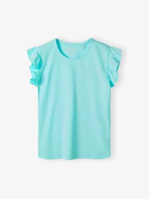 Niebieski t-shirt dziewczęcy z falbankami - 5.10.15.