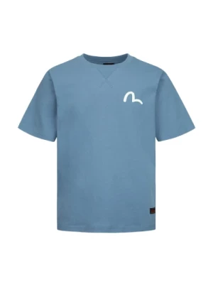 Niebieski T-shirt Krótki Rękaw Evisu