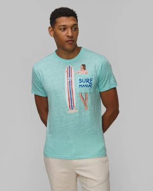 Niebieski T-shirt Lniany Męski Mc2 Saint Barth Ecstasea