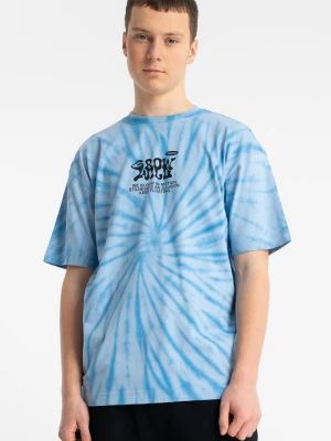 T-shirt chłopięcy loose z nadrukiem tie dye Reporter