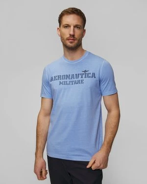 Niebieski T-shirt Męski Aeronautica Militare