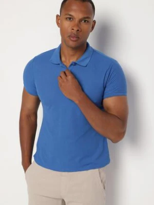 Niebieski T-shirt Polo z Bawełną Fodelira