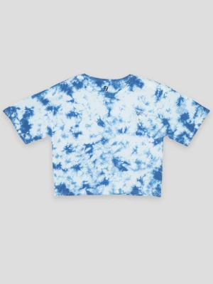 Niebieski t-shirt tie dye  z nadrukiem