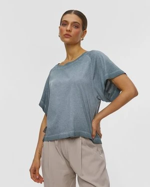 Niebieski T-shirt Z Bawełny Organicznej Damski Deha