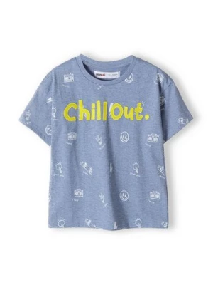 Niebieski t-shirt z dzianiny dla chłopca- Chillout Minoti