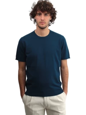 Niebieski T-shirt z okrągłym dekoltem Kangra