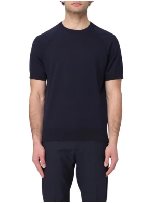 Niebieski T-shirt z Włókna Premium Paolo Pecora
