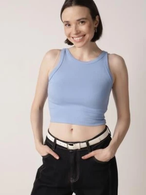 Niebieski Top z Prążkowanego Materiału Zitessa jstyle