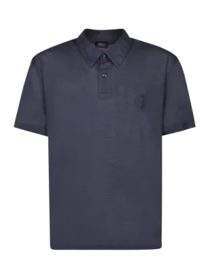 Niebieski Wełniany Polo Shirt Krótki Rękaw Brioni