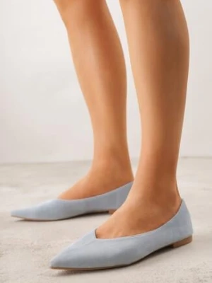 Niebieskie Balerinki z Imitacji Zamszu z Noskiem w Szpic Egynome