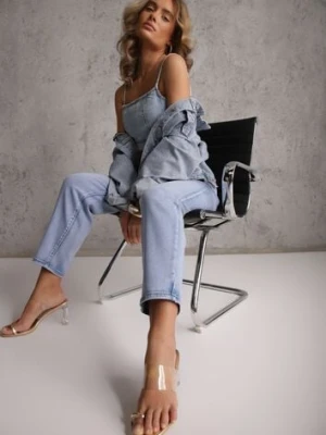 Niebieskie Basic Jeansy Mom z Bawełny Nemortia daysie