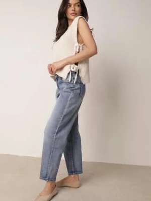 Niebieskie Bawełniane Jeansy Mom Fit o Klasycznym Kroju z Wysokim Stanem Esersia daysie