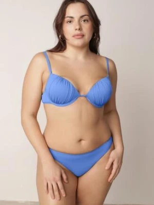 Niebieskie Bikini Marszczony Biustonosz i Klasyczne Majtki Figi Mhyrera swest