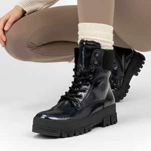 Niebieskie Botki Rieker Obuwie Damskie Na Solidnej Podeszwie