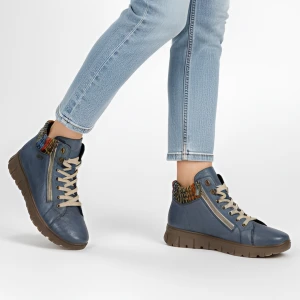 Niebieskie Botki Rieker Wygodne Buty Damskie