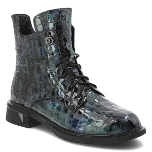 Niebieskie Botki S.Barski Modne Obuwie Damskie