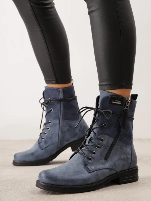 Niebieskie Botki w Stylu Vintage ze Sznurowaniem Vemlora Lady Glory