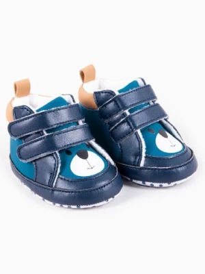 Niebieskie buciki przejściowe niemowlęce na rzep- miś Yoclub