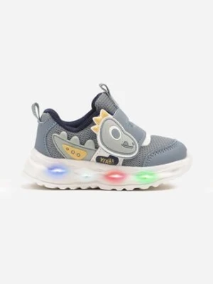 Niebieskie Buty Sportowe Sneakersy Ozdobione Dinozaurem 3D Setonia