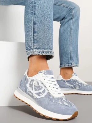 Niebieskie Sneakersy z Koronkowymi Zdobieniami Dallriva
