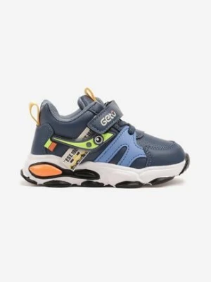 Niebieskie Buty Sportowe Sneakersy z Ozdobnymi Przeszyciami i Rzepem Elaridra gelteo