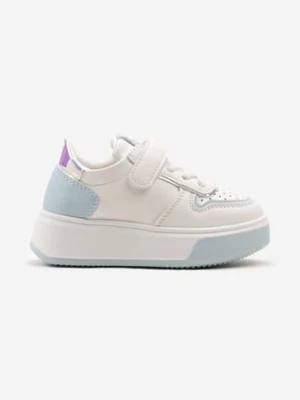 Niebieskie Buty Sportowe Sneakersy z Rzepem i Platformą Landuela