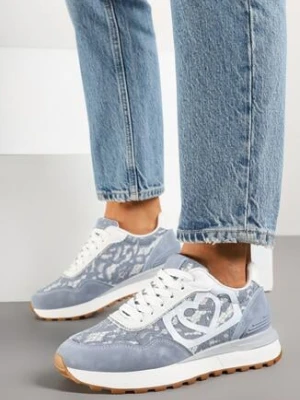 Zdjęcie produktu Niebieskie Sneakersy Zdobione Koronką Callriva