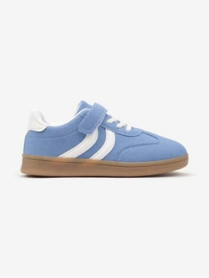 Niebieskie Buty Sportowe Tenisówki z Ozdobnymi Paskami Hirriti