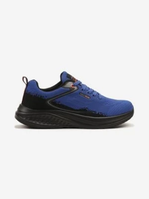 Niebieskie Buty Sportowe z Materiałową Cholewką przed Kostkę Odavene