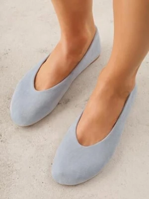 Niebieskie Casualowe Balerinki z Imitacji Zamszu Zambra