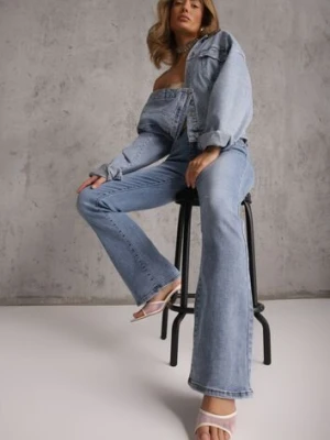 Niebieskie Casualowe Jeansy Flare Regular Waist z Bawełną Joshea milas91