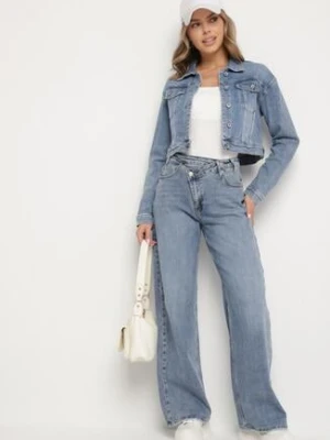 Niebieskie Casualowe Jeansy o Szerokim Kroju Tensurea hello miss