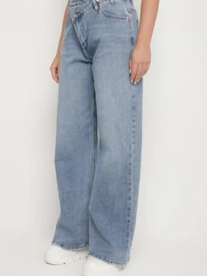 Niebieskie Casualowe Jeansy o Szerokim Kroju Tensurea hello miss
