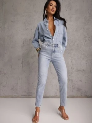 Niebieskie Casualowe Jeansy z Bawełny Menisea