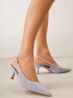 Niebieskie Czółenka Slingback na Kaczuszce z Imitacji Zamszu Mairiko c&l fashion