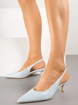Niebieskie Czółenka Slingback Vices z Lakierowanym Połyskiem na Kaczuszce Sonwena
