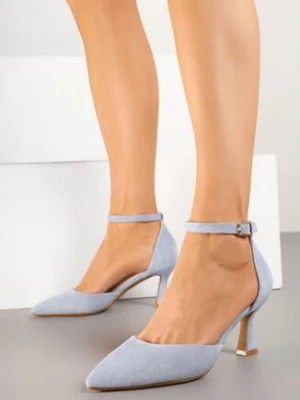 Niebieskie Czółenka Vices z Imitacji Zamszu na Obcasie Klepsydra Esiriva
