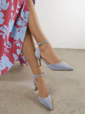 Niebieskie Czółenka Vices z Imitacji Zamszu na Obcasie Klepsydra Esiriva