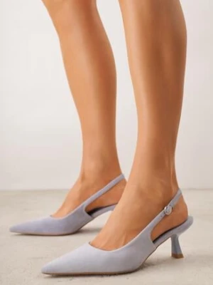 Niebieskie Czółenka z Imitacji Zamszu na Kaczuszce z Odkrytą Piętą Raeneh c&l fashion