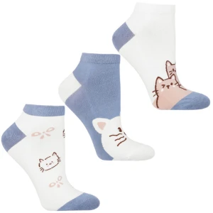 Niebieskie Damskie Skarpetki Kotki Moraj 3 Pary